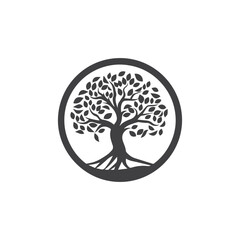 Black  tree logo design, vector icon