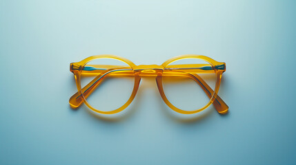 Yellow eyeglasses , cinematic, white background