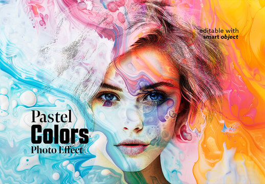 Mixed Pastel Colors Photo Effect. Some Elements are Ai Generated