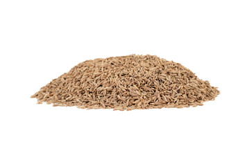 Bunch of cumin seeds isolated on white background.