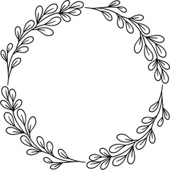 hand drawn botanical wreath doodle