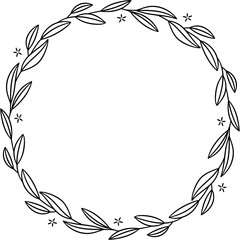 Fototapeta na wymiar hand drawn botanical wreath doodle