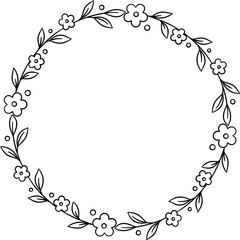 hand drawn botanical wreath doodle