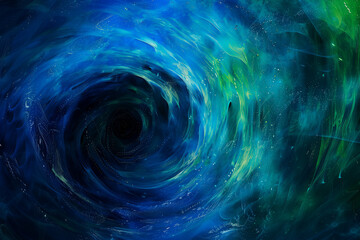 A swirling vortex of vibrant blues and greens.