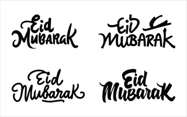Eid Mubarak handwritten lettering set. calligraphy on white background for your design