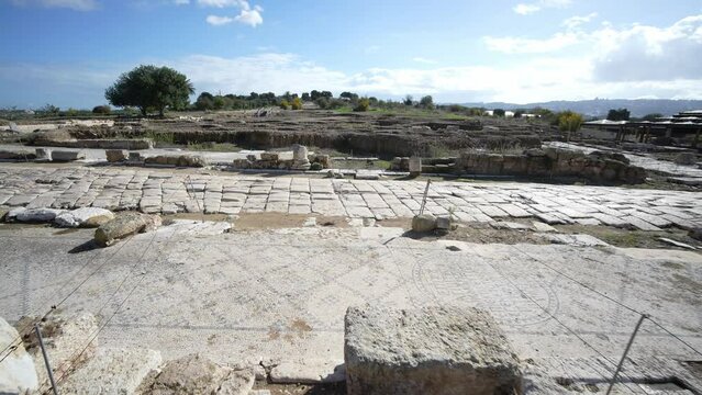 Cardo-Decumanus in Zippori National Park The city of Zippori (Sepphoris) A Roman Byzantine period city . Israel, Lower Galilee,