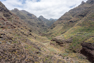 Aerial view of valley in Anaga Mountain Cliffs, Tenerife