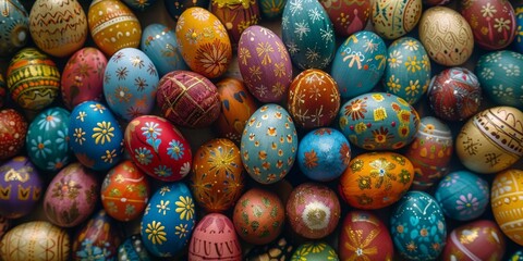 Fototapeta na wymiar Colorful Pile of Easter Eggs
