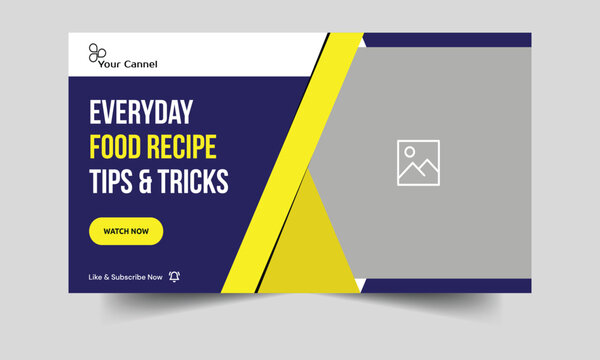 Full Editable Vector EPS 10 File Format Stylish Food Recipe Video Thumbnail Banner Design Food Review Cover Banner Restaurant Food Banner Design