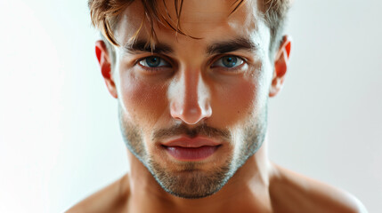 portrait of a beautiful man, male model looking into the camera - obrazy, fototapety, plakaty