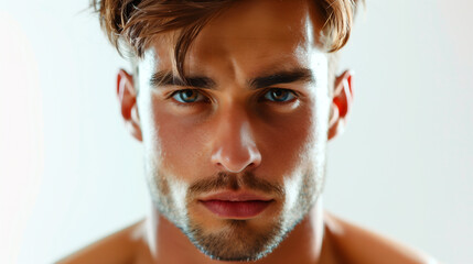 portrait of a beautiful man, male model looking into the camera - obrazy, fototapety, plakaty