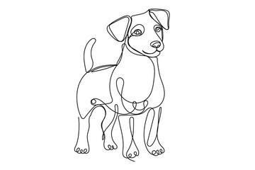 Line Art Jack Russell Terrier Portrait.  Lineart On White background. One Editable Continuous Line Drawing Dog. Simple Modern Jack Russell Outline Portrait Sketch
