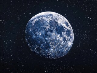 Stock photo of the Moon in its full phase focusing on the brilliant detail across its entire face