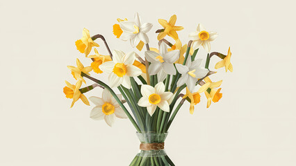 daffodil bouquet on white background