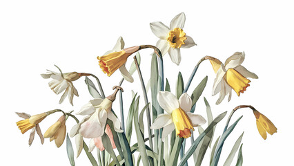 daffodil bouquet on white background