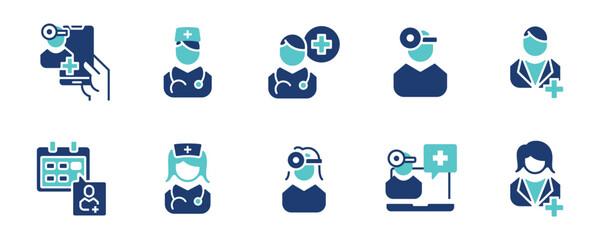 doctor icon vector set medicals physician nurse and paramedic health care specialist consultation sign illustration