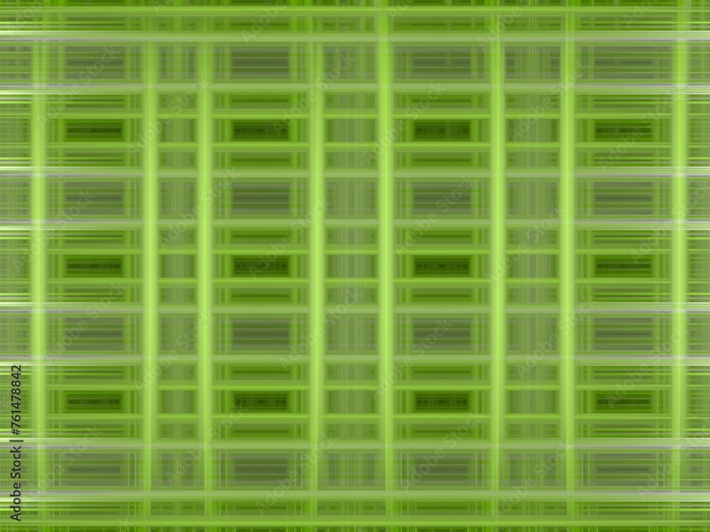 Fototapete green background with effect of depth of space, rays, symmetrical patterns, lines, meshes, geometry 