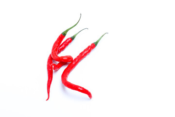 Red chilli peppers isolated on white background