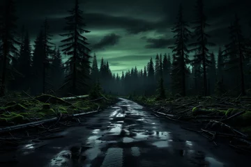 Selbstklebende Fototapeten Misty forest with a mystical and mysterious atmosphere © Viktor  Shmihinskyi