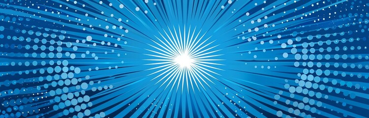 Obraz premium blue background with halftone pattern and rays
