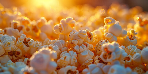 Popcorn in a close - up shot, macro shot