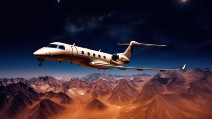 Photo private black jet in the sky generated ai image - obrazy, fototapety, plakaty