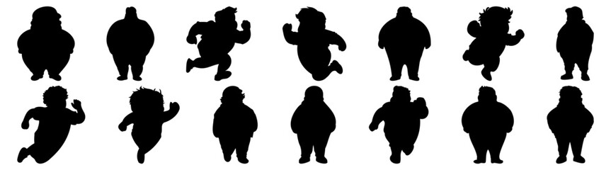 Fat people silhouette set vector design big pack of illustration and icon