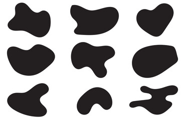 Organic blobs set icon. Random shapes cube drop