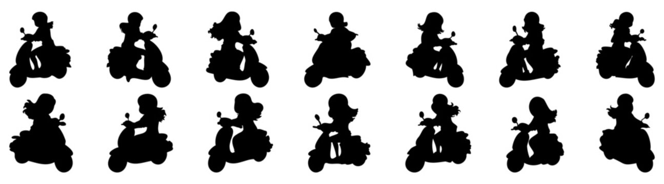 Moped scooter silhouette set vector design big pack of illustration and icon