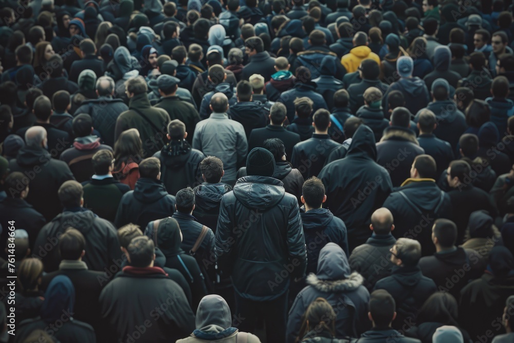 Aufkleber A large group of people standing in a crowd. Suitable for various concepts and themes