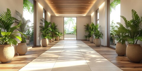 Hallway With Potted Plants