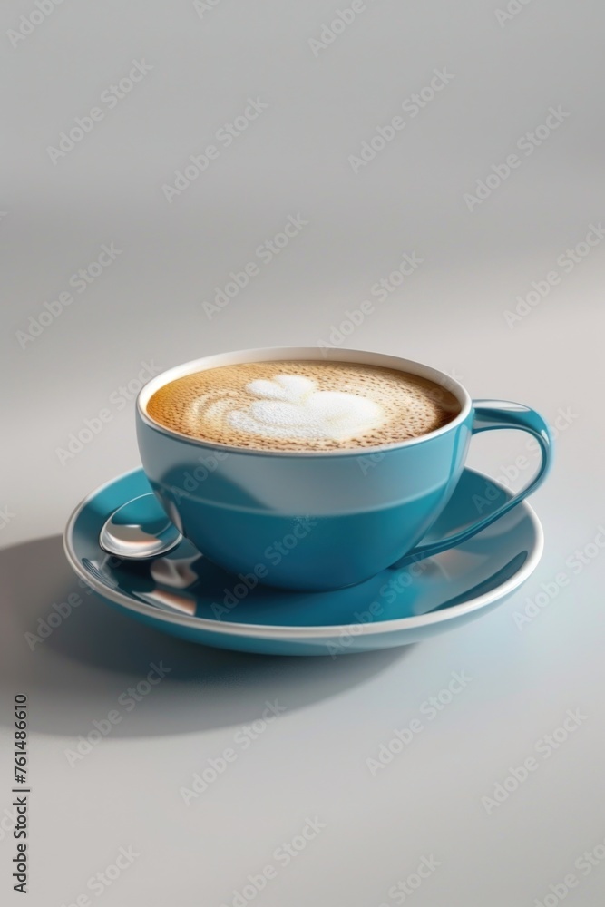 Wall mural A cup of coffee on a saucer with a spoon, perfect for coffee shop menus