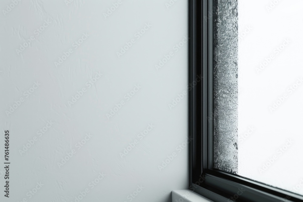 Poster a simple black and white photo of a window sill. suitable for interior design concepts