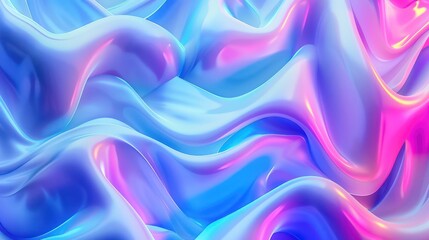 Fototapeta premium 3D matrix rendering with flowing lines and shapes in ombre gradients of cobalt blue, neon blue, neon lime, hot neon pink, and sparkly baby blue