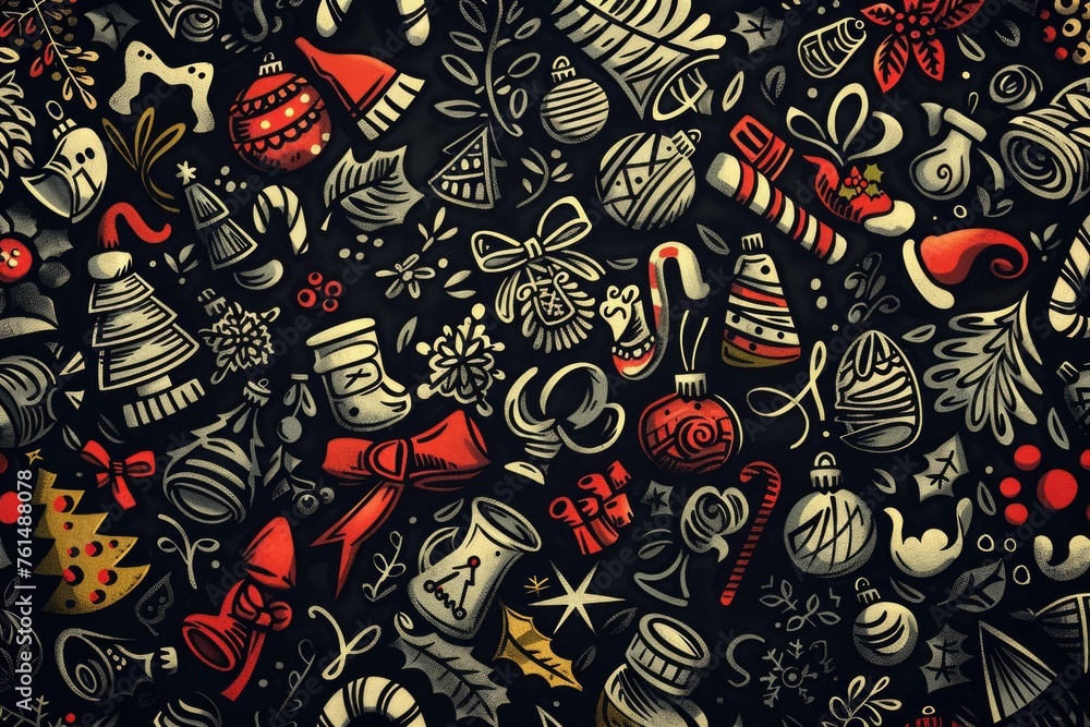 Poster Various items arranged on a black background, versatile for multiple uses