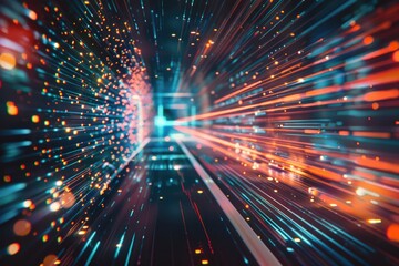 A blurry image of a city at night, perfect for urban and nightlife concepts