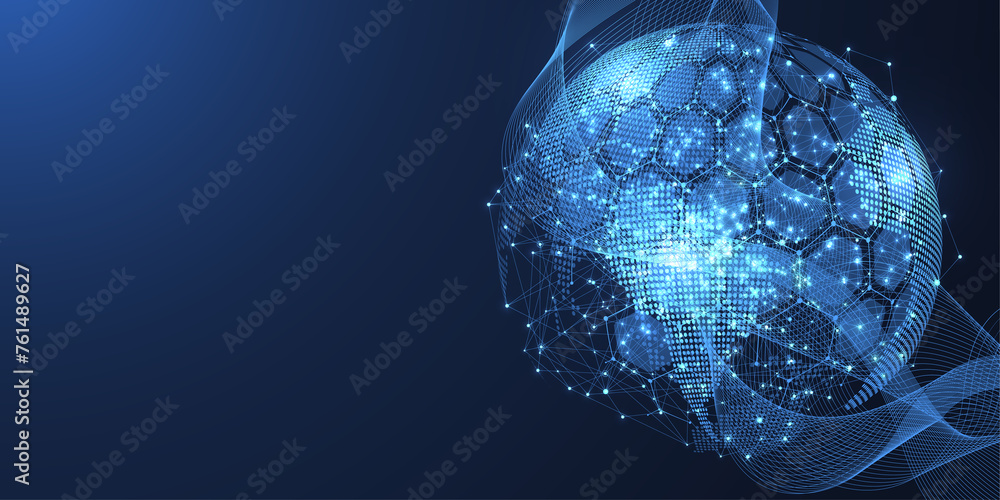 Fototapete Global network connection concept. Big data visualization. Social network communication in the global computer networks. Internet technology. Business. Science. Illustration