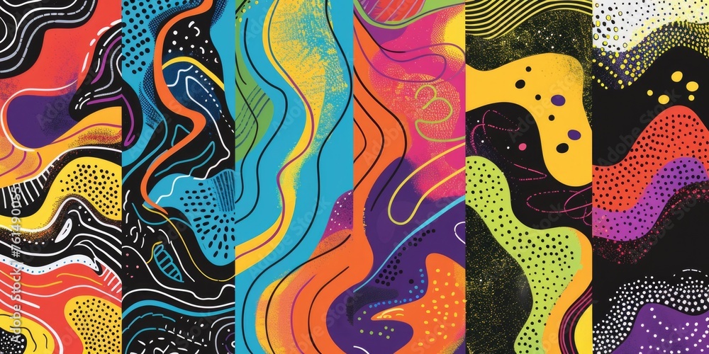 Poster Four different colored patterns for various design projects