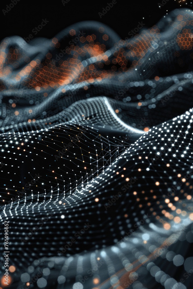 Poster A digital image of a wave of lights, suitable for various design projects