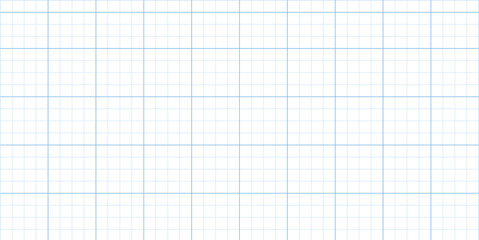 Sheet of graph paper with grid. Millimeter paper texture, geometric pattern. Blue lined blank for drawing, studying, technical engineering or scale measurement. Vector illustration 