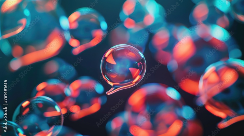 Poster colorful bubbles floating in the air, suitable for various concepts and designs