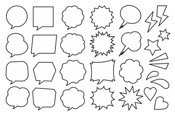 アメコミ風のシンプルな吹き出しセット