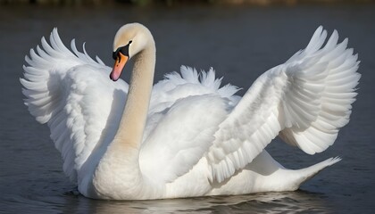 A Swan With Its Feathers Ruffled Creating A Fluff