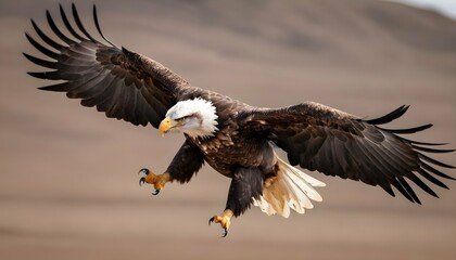 An Eagle With Its Powerful Wings Beating