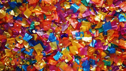 Fototapeta na wymiar A large pile of colorful paper confetti, perfect for festive occasions