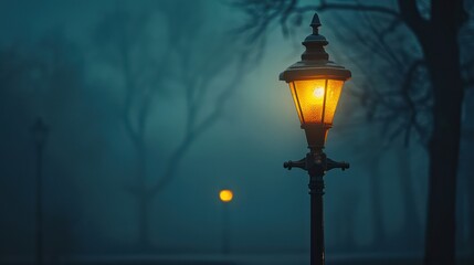 Nighttime street lights creating a romantic ambiance, evoking memories and nostalgia, with generous room for text.