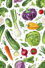 Assortment of fresh vegetables on a plain white backdrop. Perfect for food and nutrition concepts