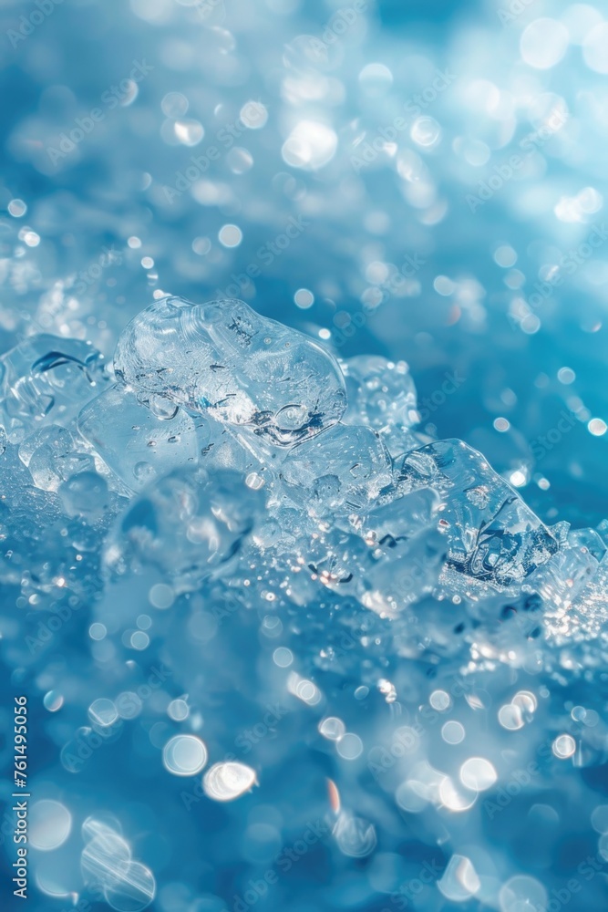 Poster a close up of a piece of ice on the surface of water. ideal for nature and climate change concepts