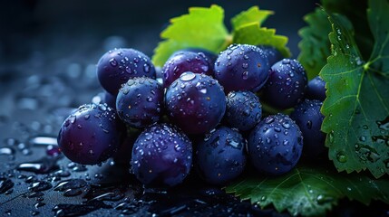 fresh purple grapes - obrazy, fototapety, plakaty