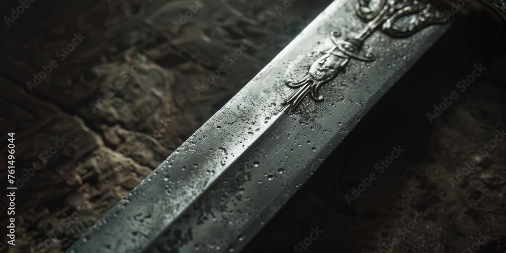 Poster a close up shot of a knife on a table, suitable for various concepts and designs